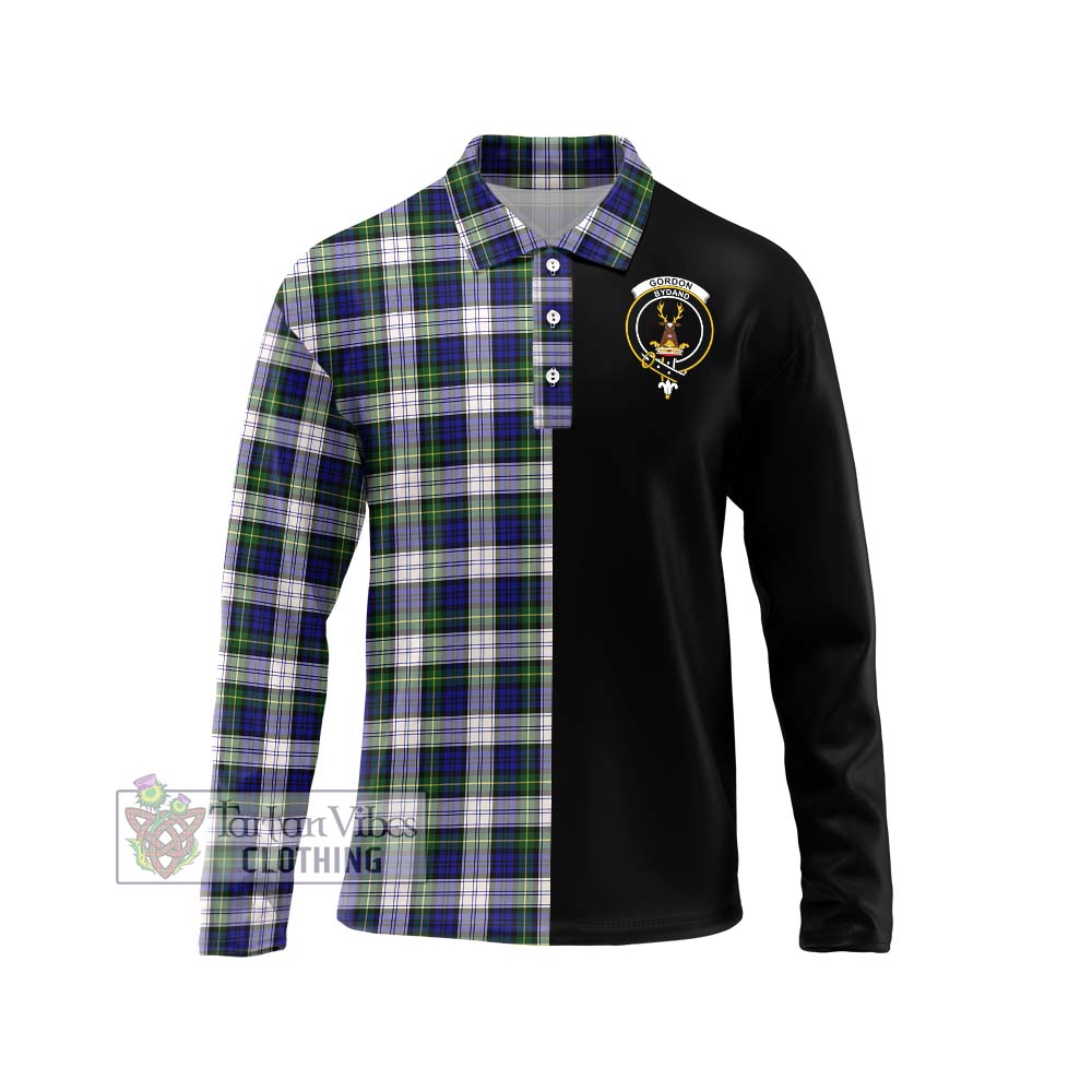 Gordon Dress Modern Tartan Long Sleeve Polo Shirt with Family Crest and Half Of Me Style Unisex - Tartanvibesclothing Shop