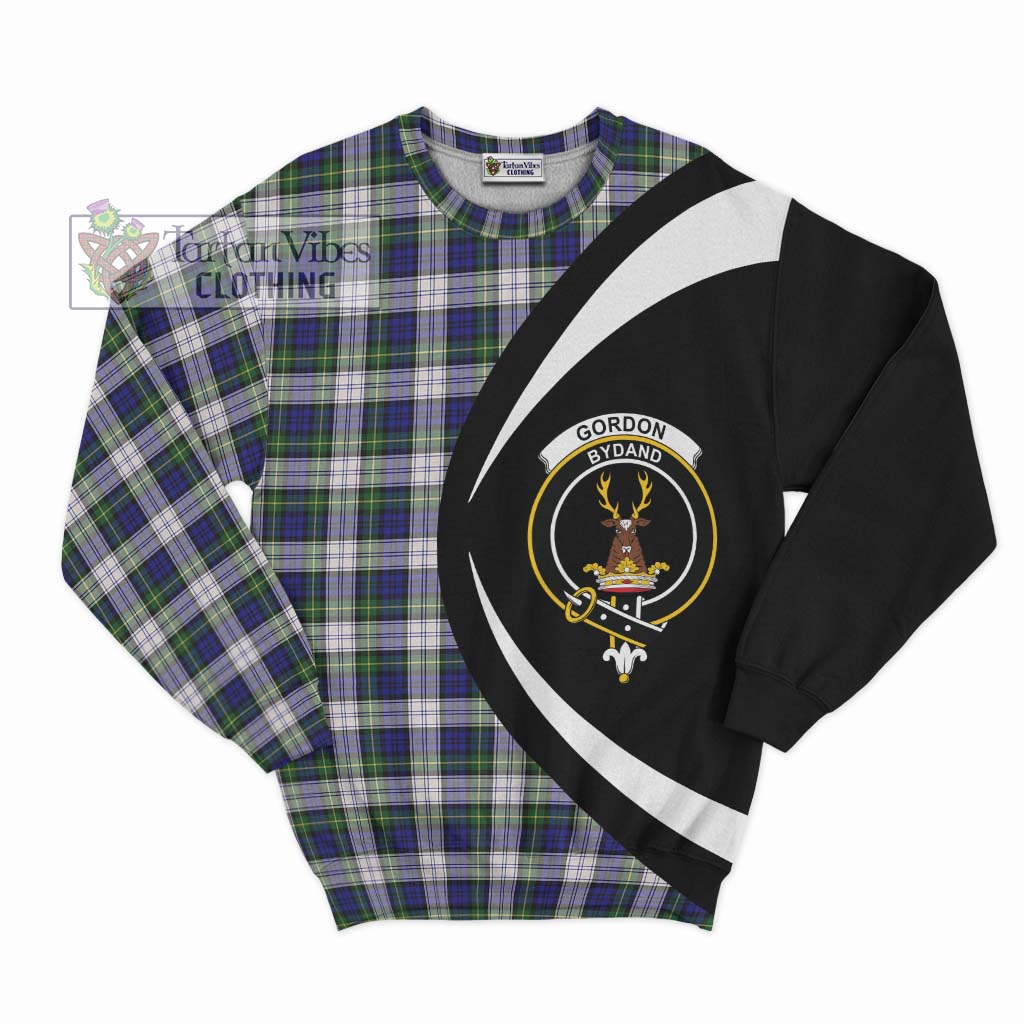 Gordon Dress Modern Tartan Sweatshirt with Family Crest Circle Style Unisex - Tartan Vibes Clothing