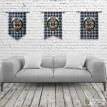 Gordon Dress Modern Tartan Gonfalon, Tartan Banner with Family Crest