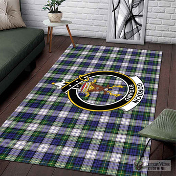 Gordon Dress Modern Tartan Area Rug with Family Crest