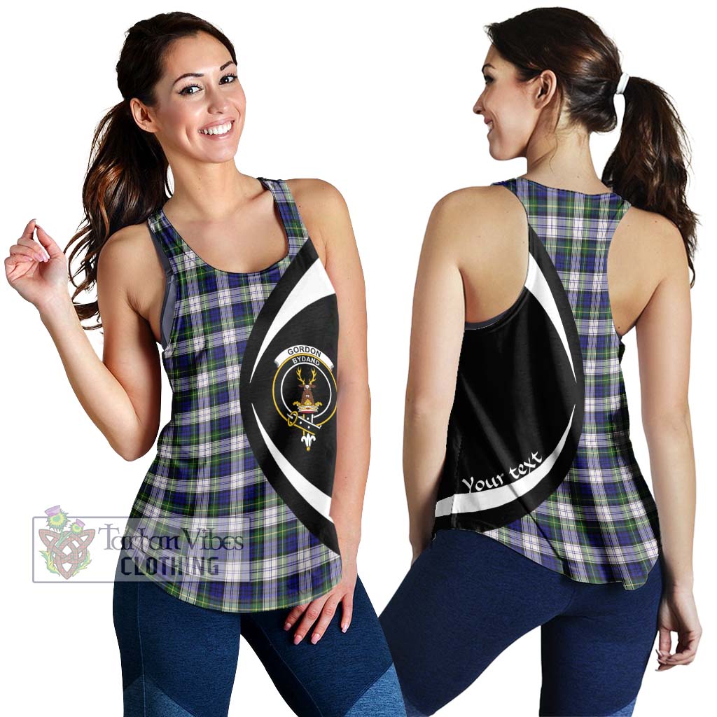 Gordon Dress Modern Tartan Women's Racerback Tanks with Family Crest Circle Style 4XL - Tartan Vibes Clothing