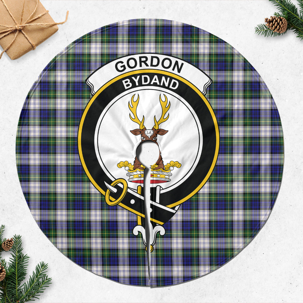 Gordon Dress Modern Tartan Christmas Tree Skirt with Family Crest - Tartanvibesclothing