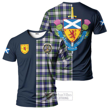 Gordon Dress Modern Tartan T-Shirt Alba with Scottish Lion Royal Arm Half Style