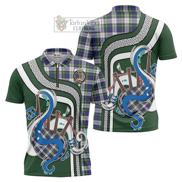 Gordon Dress Modern Tartan Zipper Polo Shirt with Epic Bagpipe Style