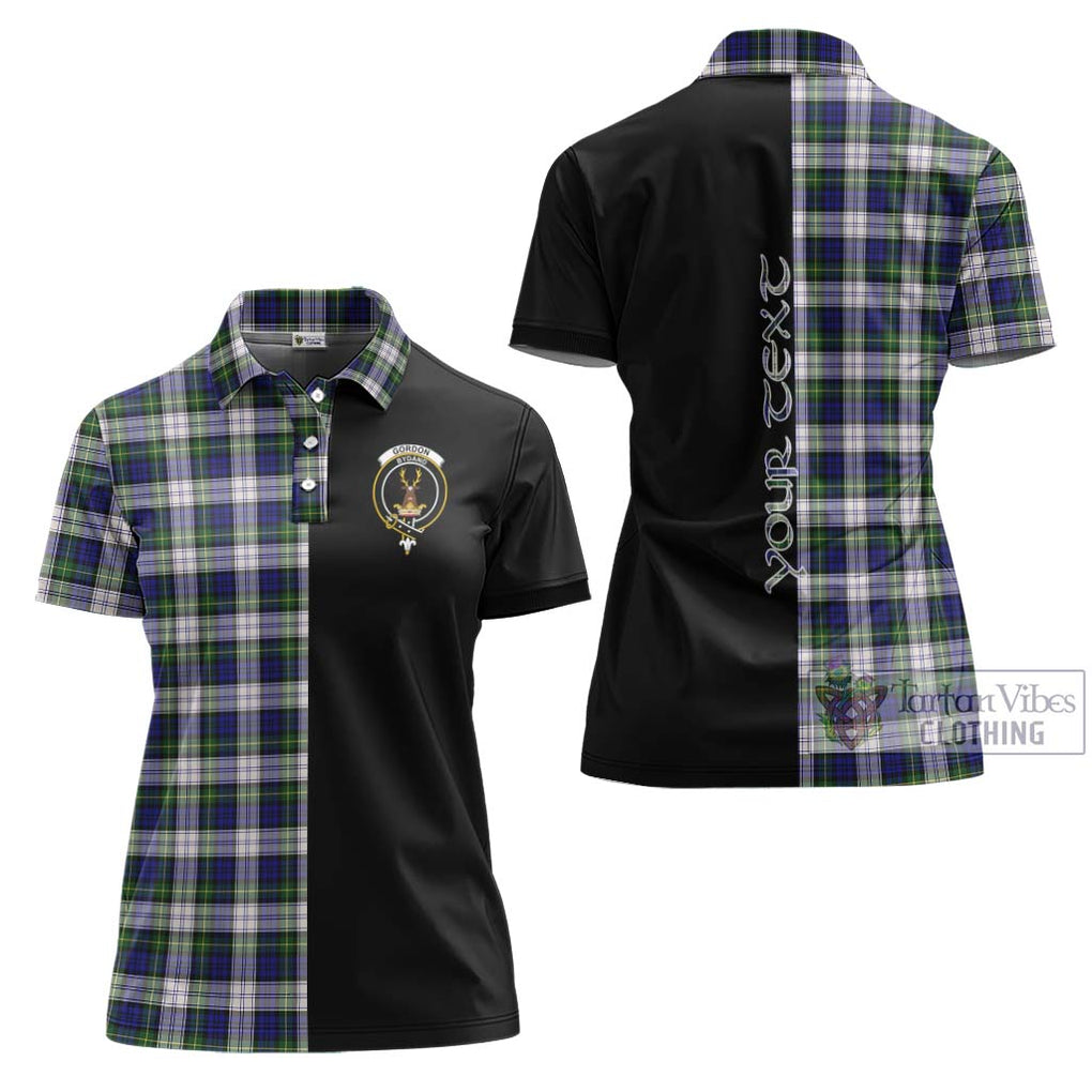 Gordon Dress Modern Tartan Women's Polo Shirt with Family Crest and Half Of Me Style Women - Tartanvibesclothing Shop