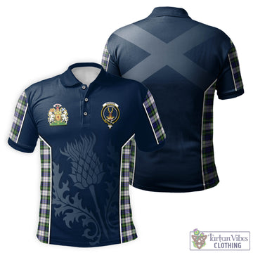 Gordon Dress Modern Tartan Men's Polo Shirt with Family Crest and Scottish Thistle Vibes Sport Style