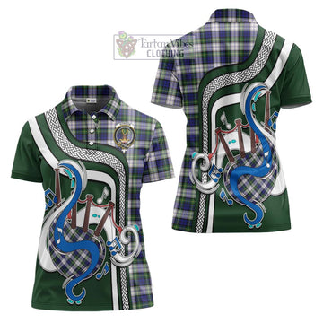 Gordon Dress Modern Tartan Women's Polo Shirt with Epic Bagpipe Style