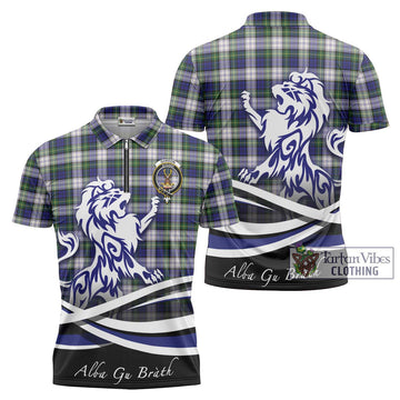 Gordon Dress Modern Tartan Zipper Polo Shirt with Alba Gu Brath Regal Lion Emblem