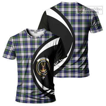 Gordon Dress Modern Tartan T-Shirt with Family Crest Circle Style