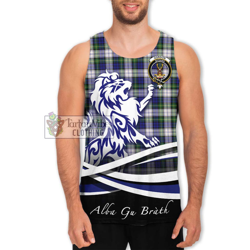 Gordon Dress Modern Tartan Men's Tank Top with Alba Gu Brath Regal Lion Emblem Men - Tartanvibesclothing Shop