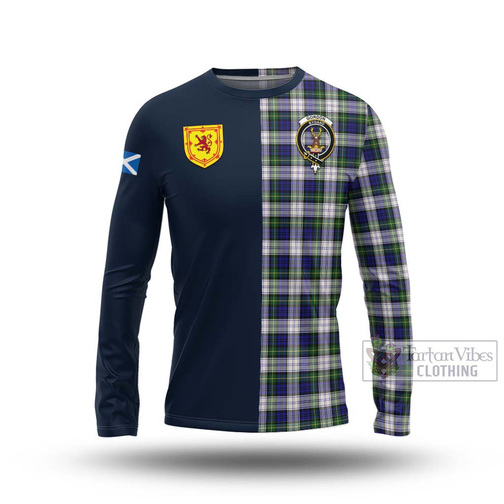 Tartan Vibes Clothing Gordon Dress Modern Tartan Long Sleeve T-Shirt with Scottish Lion Royal Arm Half Style