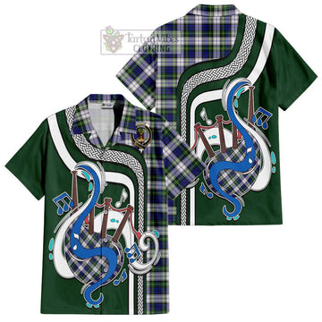 Gordon Dress Modern Tartan Short Sleeve Button Shirt with Epic Bagpipe Style