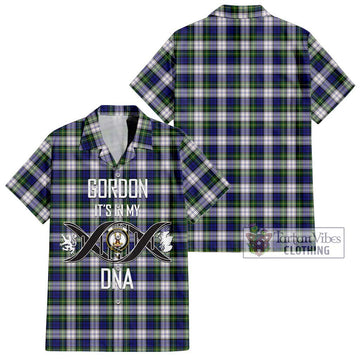 Gordon Dress Modern Tartan Short Sleeve Button Shirt with Family Crest DNA In Me Style