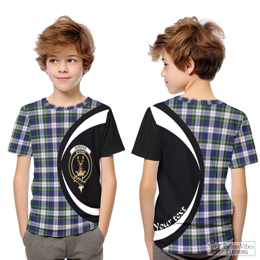 Gordon Dress Modern Tartan Kid T-Shirt with Family Crest Circle Style Youth XL Size14 - Tartan Vibes Clothing