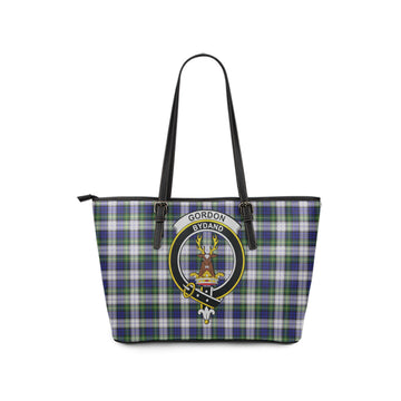 Gordon Dress Modern Tartan Leather Tote Bag with Family Crest