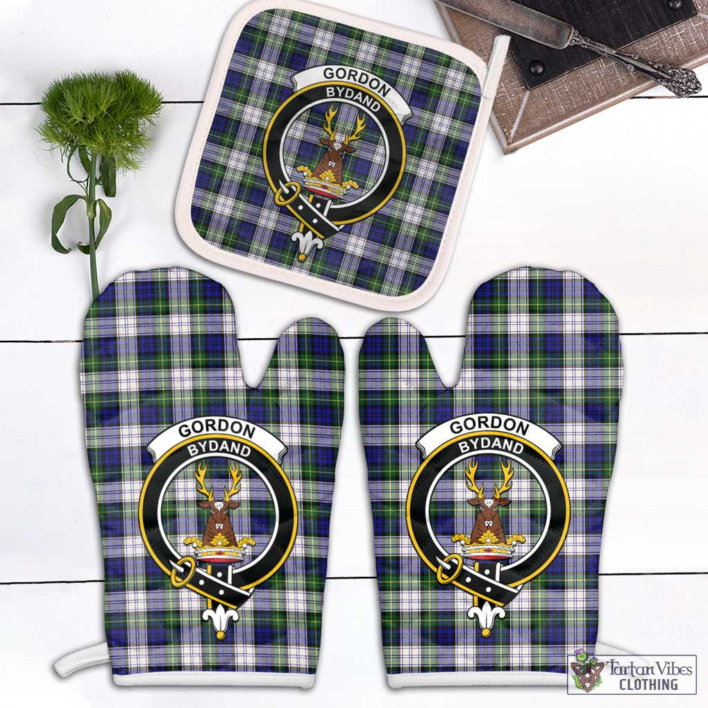 Gordon Dress Modern Tartan Combo Oven Mitt & Pot-Holder with Family Crest Combo 1 Oven Mitt & 1 Pot-Holder White - Tartan Vibes Clothing