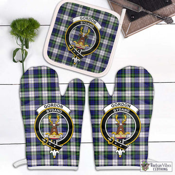 Gordon Dress Modern Tartan Combo Oven Mitt & Pot-Holder with Family Crest