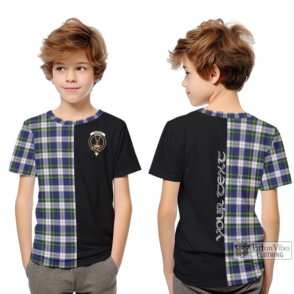 Gordon Dress Modern Tartan Kid T-Shirt with Family Crest and Half Of Me Style Youth XL Size14 - Tartanvibesclothing Shop