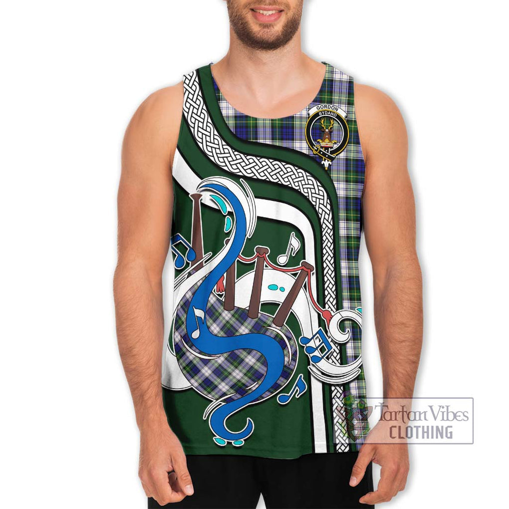 Gordon Dress Modern Tartan Men's Tank Top with Epic Bagpipe Style Men - Tartanvibesclothing Shop