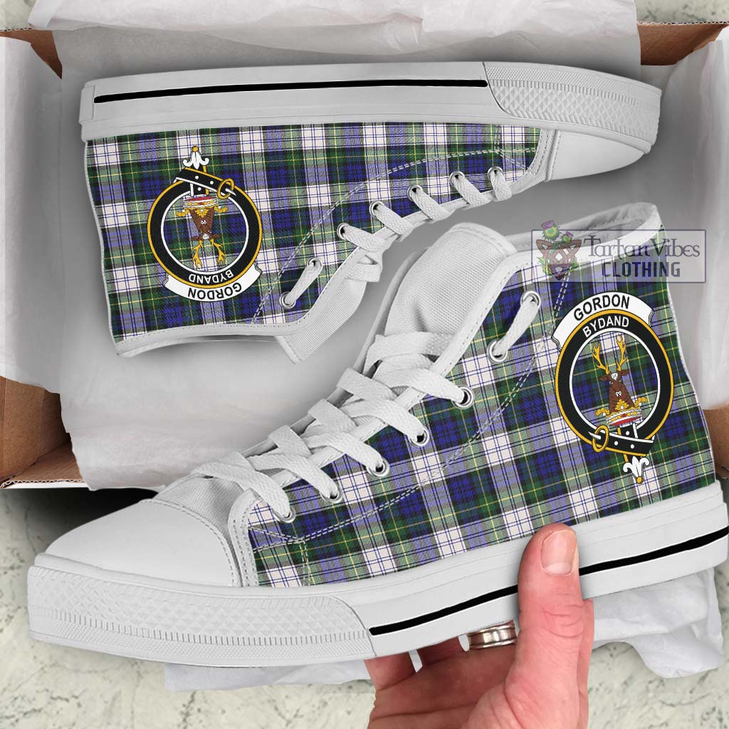 Tartan Vibes Clothing Gordon Dress Modern Tartan High Top Shoes with Family Crest