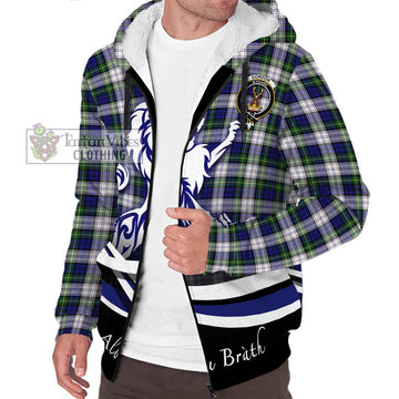 Gordon Dress Modern Tartan Sherpa Hoodie with Alba Gu Brath Regal Lion Emblem