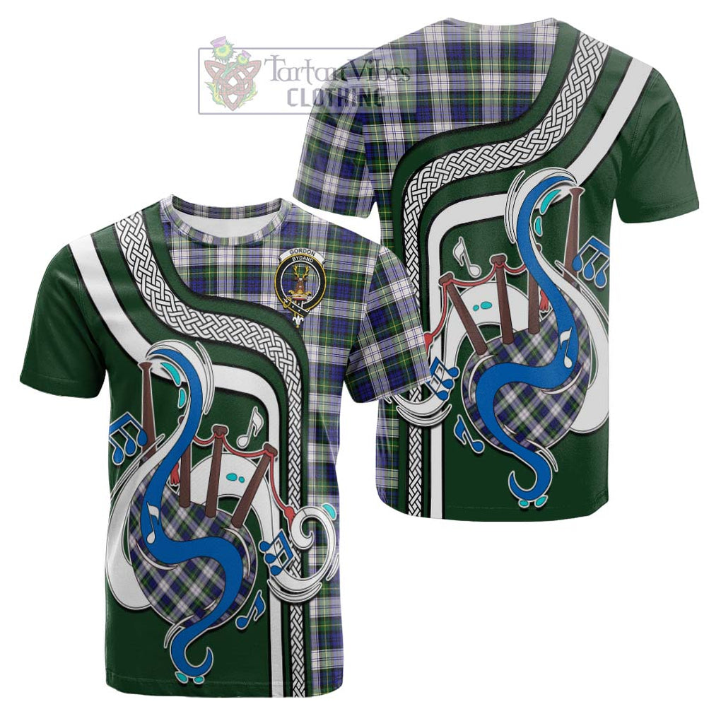 Tartan Vibes Clothing Gordon Dress Modern Tartan Cotton T-shirt with Epic Bagpipe Style