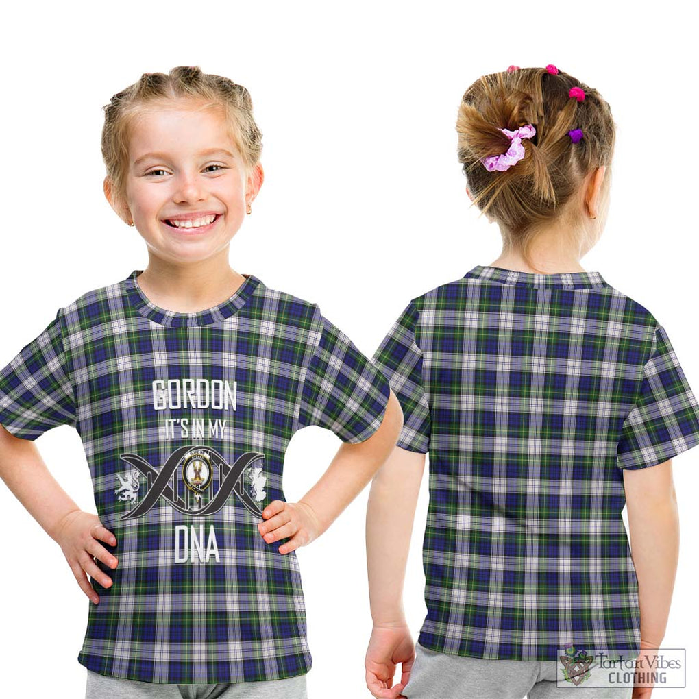 Gordon Dress Modern Tartan Kid T-Shirt with Family Crest DNA In Me Style - Tartanvibesclothing Shop