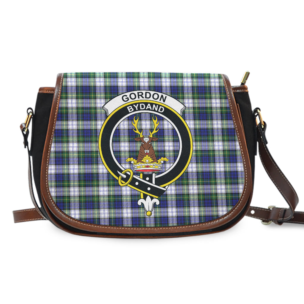 Gordon Dress Modern Tartan Saddle Bag with Family Crest - Tartan Vibes Clothing