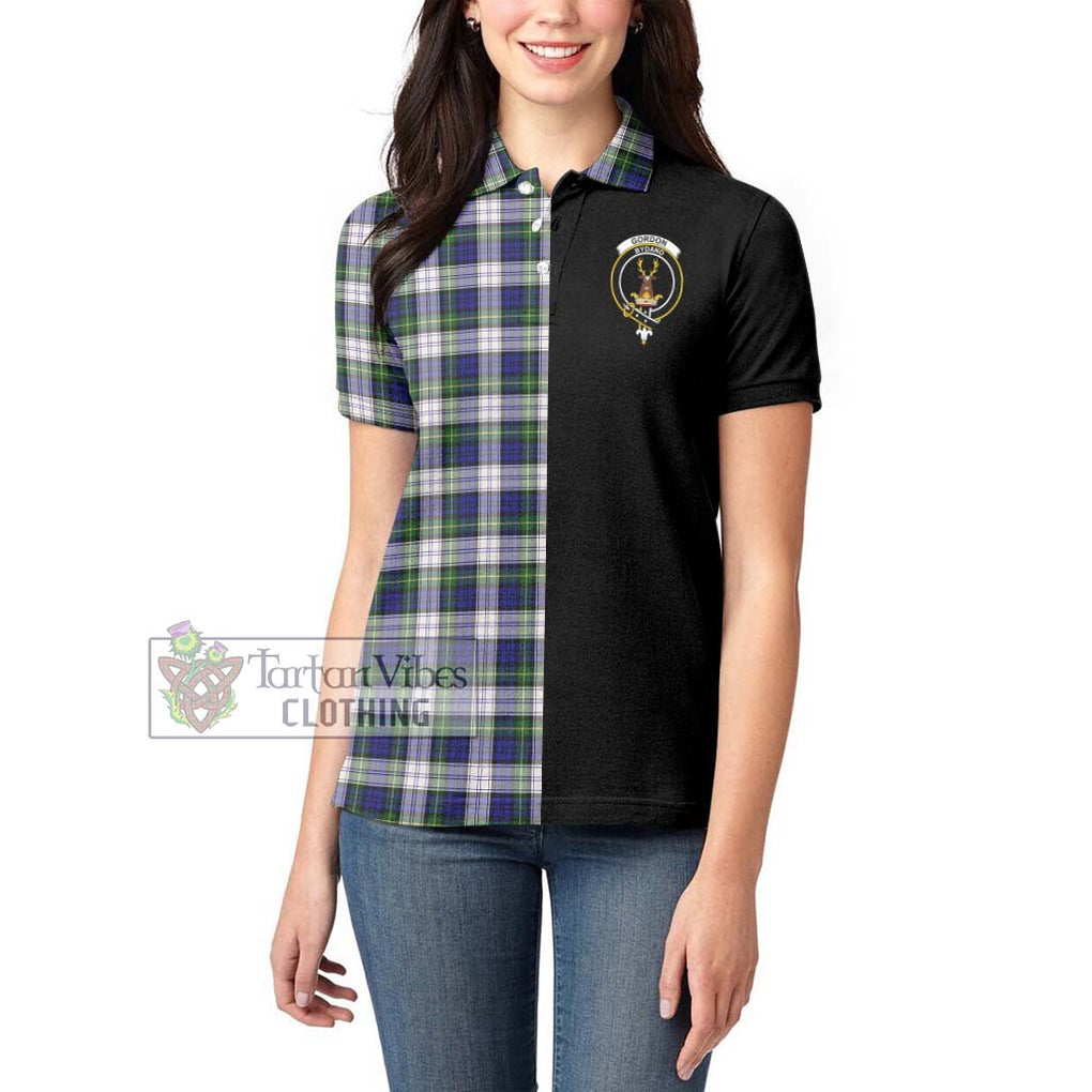 Gordon Dress Modern Tartan Women's Polo Shirt with Family Crest and Half Of Me Style - Tartanvibesclothing Shop