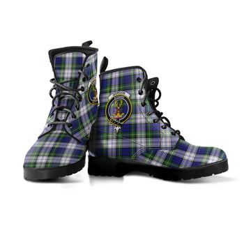 Gordon Dress Modern Tartan Leather Boots with Family Crest