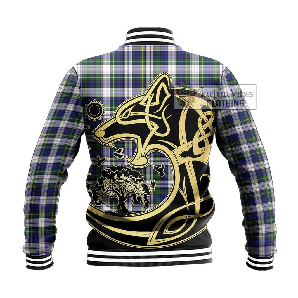 Gordon Dress Modern Tartan Baseball Jacket with Family Crest Celtic Wolf Style - Tartan Vibes Clothing