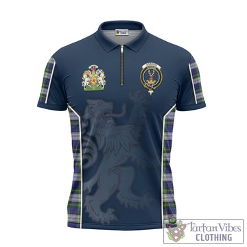 Gordon Dress Modern Tartan Zipper Polo Shirt with Family Crest and Lion Rampant Vibes Sport Style