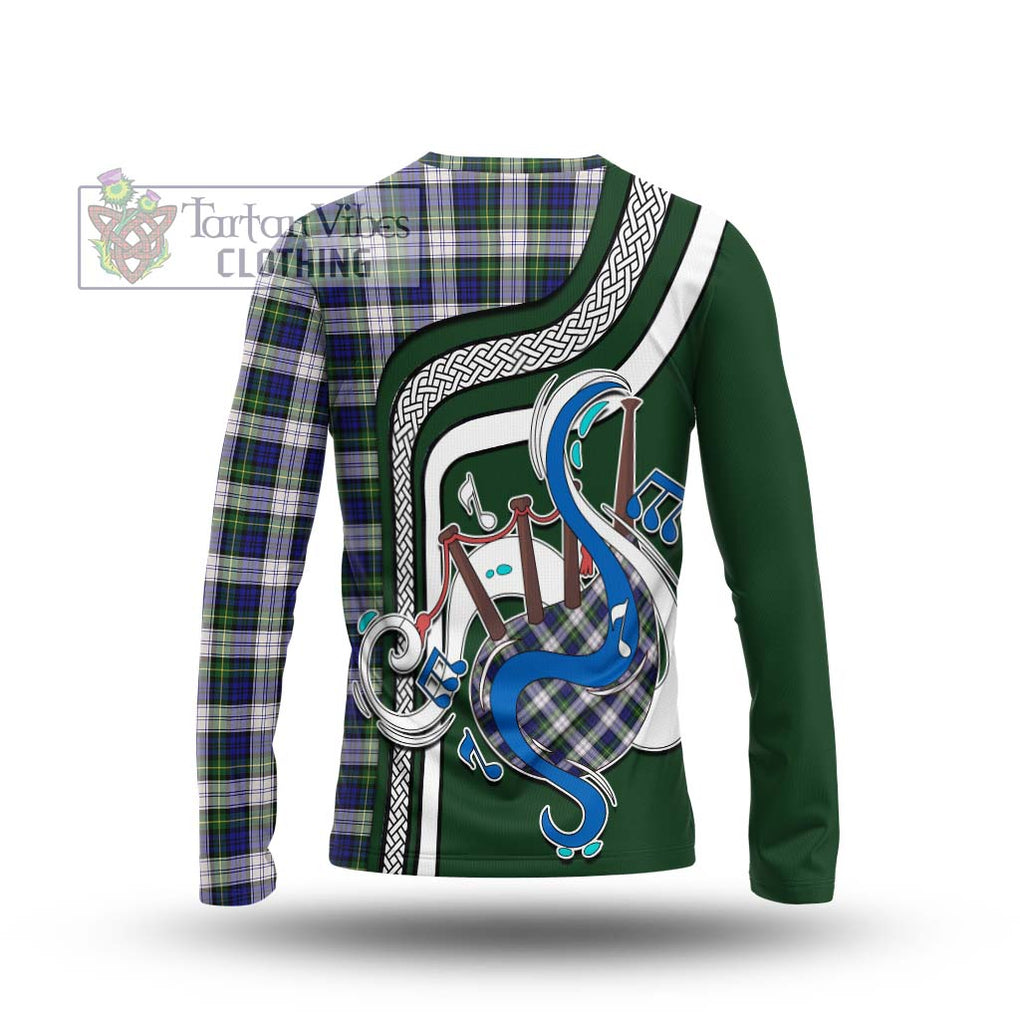 Tartan Vibes Clothing Gordon Dress Modern Tartan Long Sleeve T-Shirt with Epic Bagpipe Style