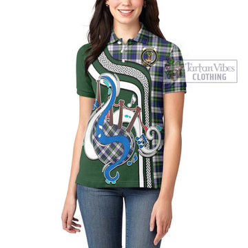 Gordon Dress Modern Tartan Women's Polo Shirt with Epic Bagpipe Style