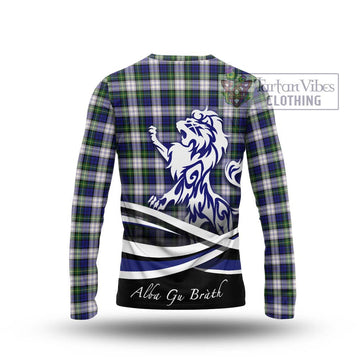 Gordon Dress Modern Tartan Long Sleeve T-Shirt with Alba Gu Brath Regal Lion Emblem