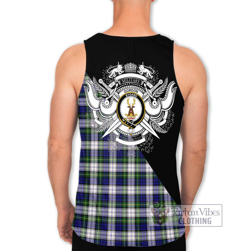 Gordon Dress Modern Tartan Men's Tank Top with Family Crest and Military Logo Style - Tartanvibesclothing Shop