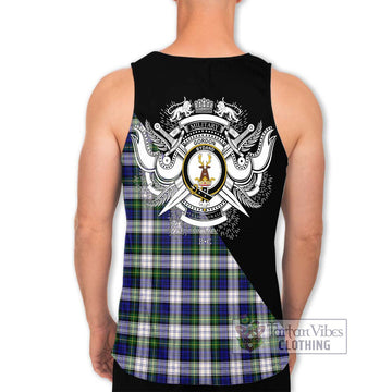 Gordon Dress Modern Tartan Men's Tank Top with Family Crest and Military Logo Style