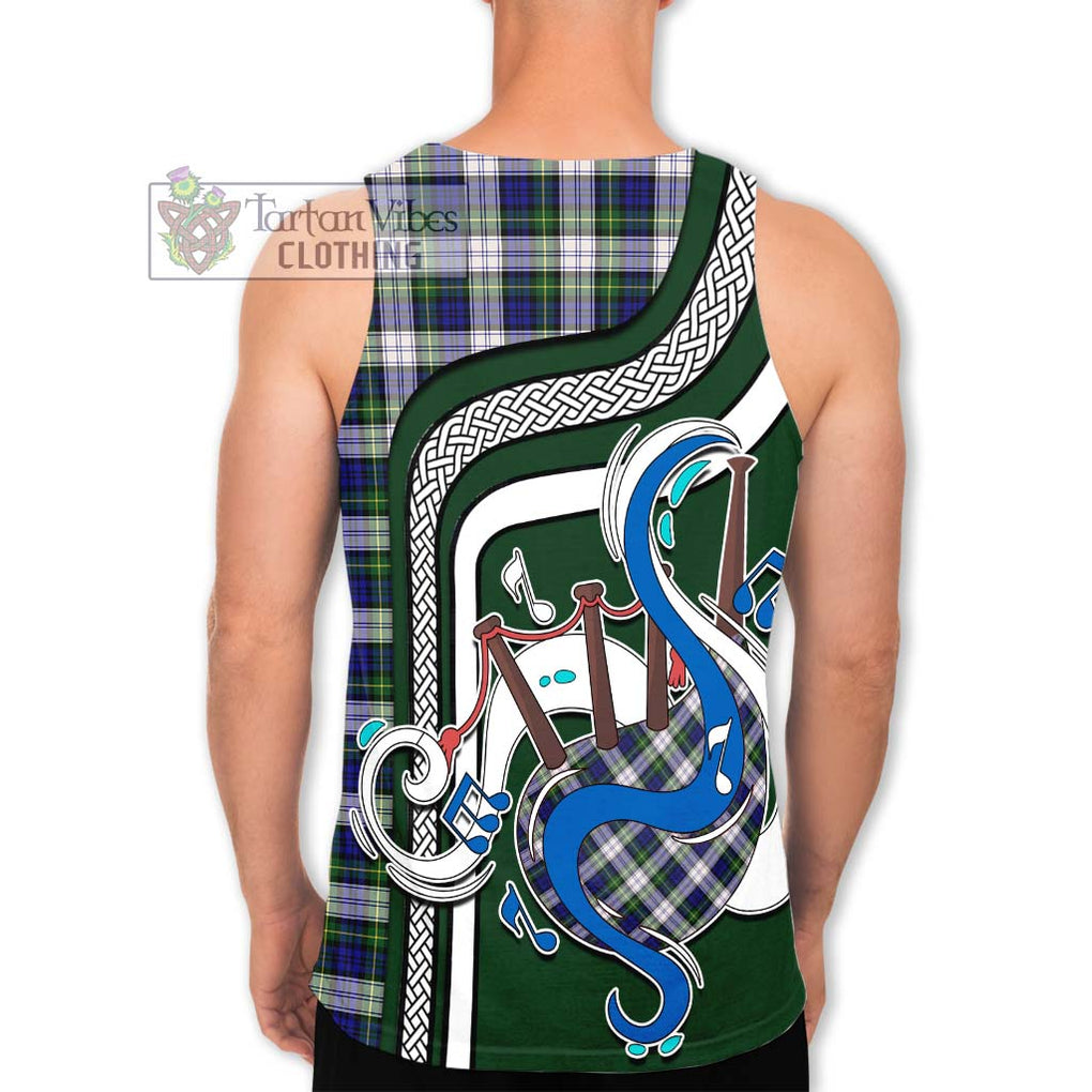 Gordon Dress Modern Tartan Men's Tank Top with Epic Bagpipe Style - Tartanvibesclothing Shop