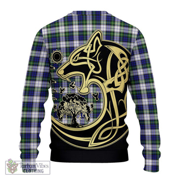 Gordon Dress Modern Tartan Ugly Sweater with Family Crest Celtic Wolf Style