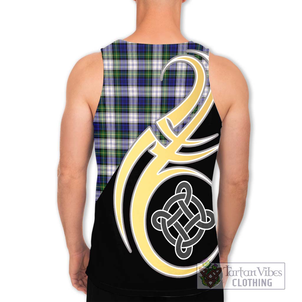 Gordon Dress Modern Tartan Men's Tank Top with Family Crest and Celtic Symbol Style - Tartan Vibes Clothing