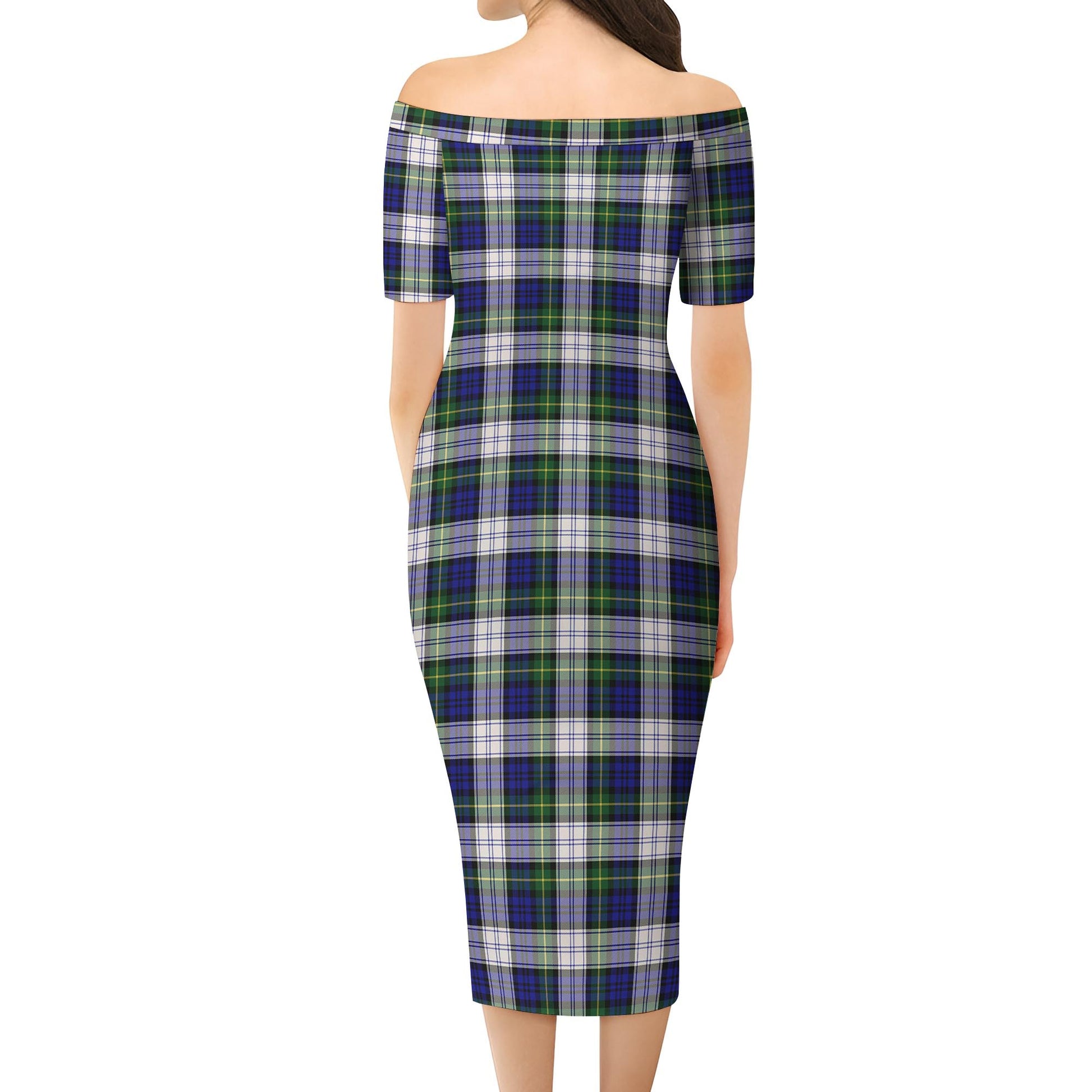 Gordon Dress Modern Tartan Off Shoulder Lady Dress - Tartanvibesclothing