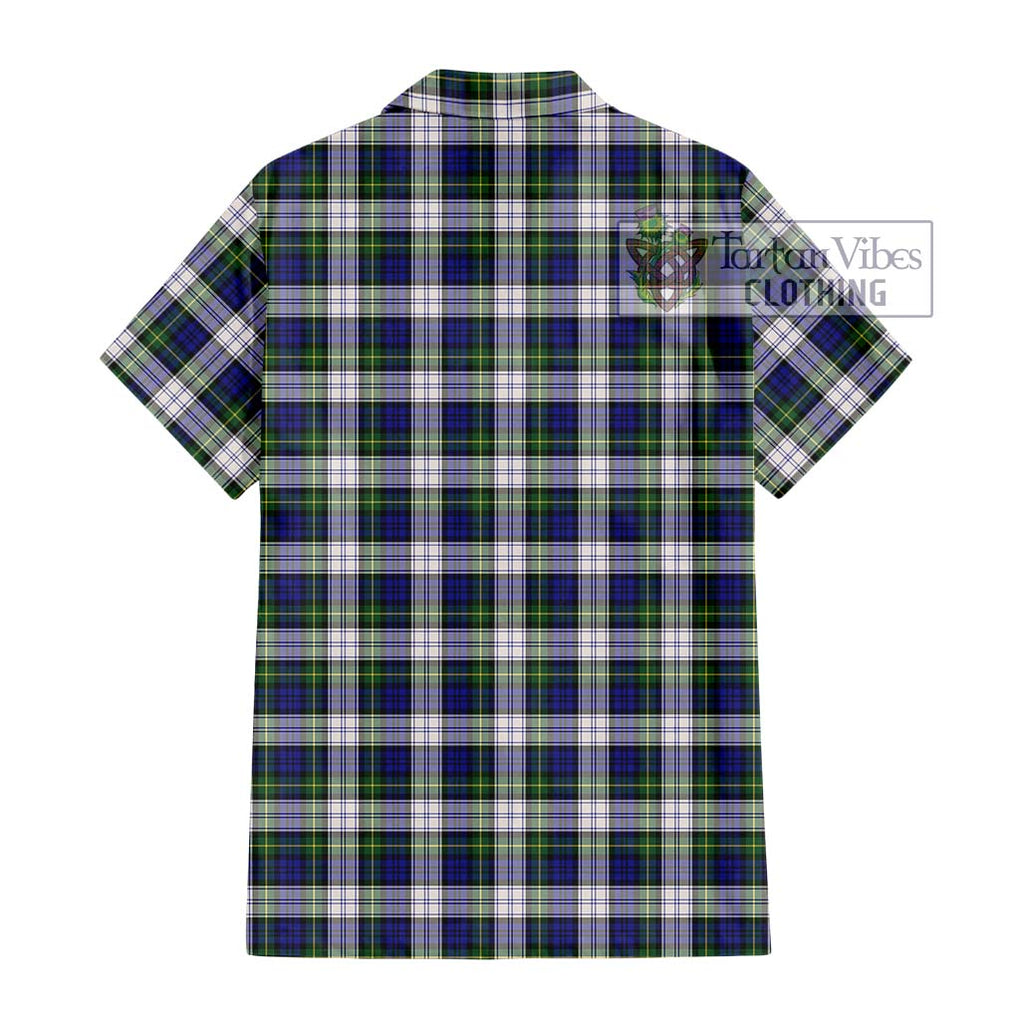 Gordon Dress Modern Tartan Short Sleeve Button Shirt with Family Crest DNA In Me Style - Tartanvibesclothing Shop