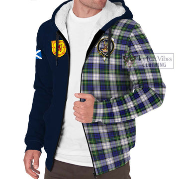 Gordon Dress Modern Tartan Sherpa Hoodie Alba with Scottish Lion Royal Arm Half Style