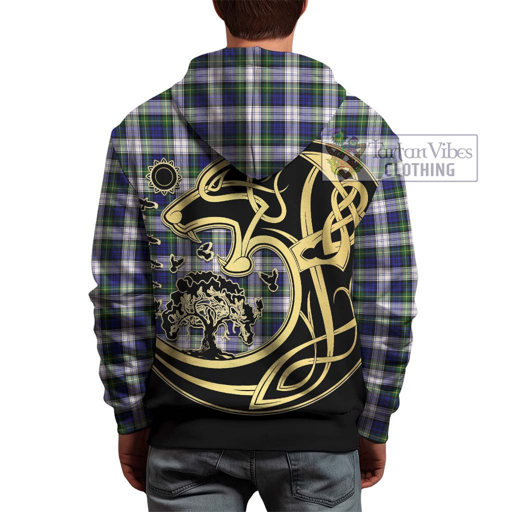 Gordon Dress Modern Tartan Hoodie with Family Crest Celtic Wolf Style - Tartan Vibes Clothing