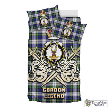 Gordon Dress Modern Tartan Bedding Set with Clan Crest and the Golden Sword of Courageous Legacy