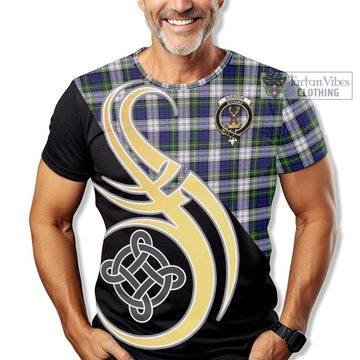 Gordon Dress Modern Tartan T-Shirt with Family Crest and Celtic Symbol Style