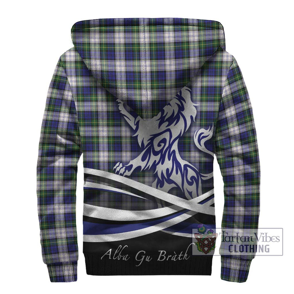 Gordon Dress Modern Tartan Sherpa Hoodie with Alba Gu Brath Regal Lion Emblem - Tartanvibesclothing Shop