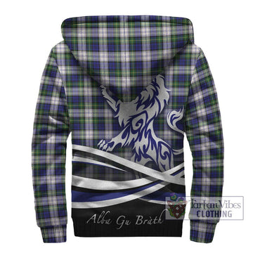 Gordon Dress Modern Tartan Sherpa Hoodie with Alba Gu Brath Regal Lion Emblem