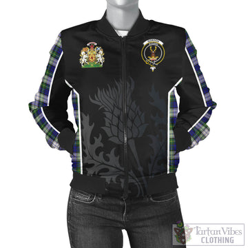 Gordon Dress Modern Tartan Bomber Jacket with Family Crest and Scottish Thistle Vibes Sport Style