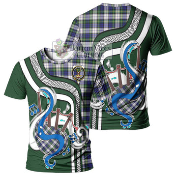 Gordon Dress Modern Tartan T-Shirt with Epic Bagpipe Style